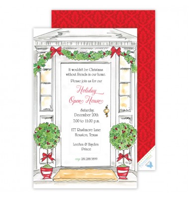Christmas Invitations, Classic Front Door, Roseanne Beck
